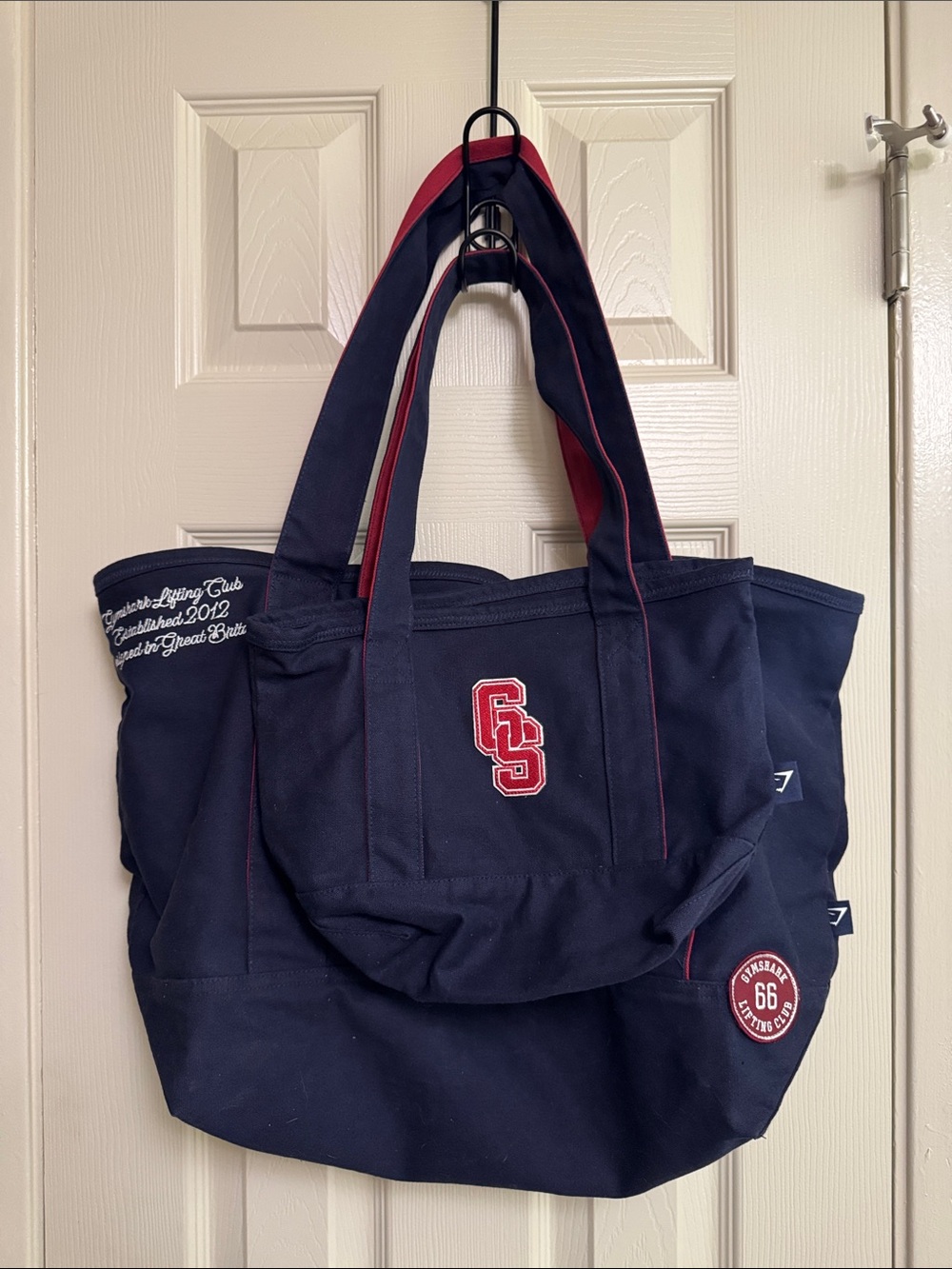 Classic Navy Tote Bag with Red Accents - Gymshark Logo
